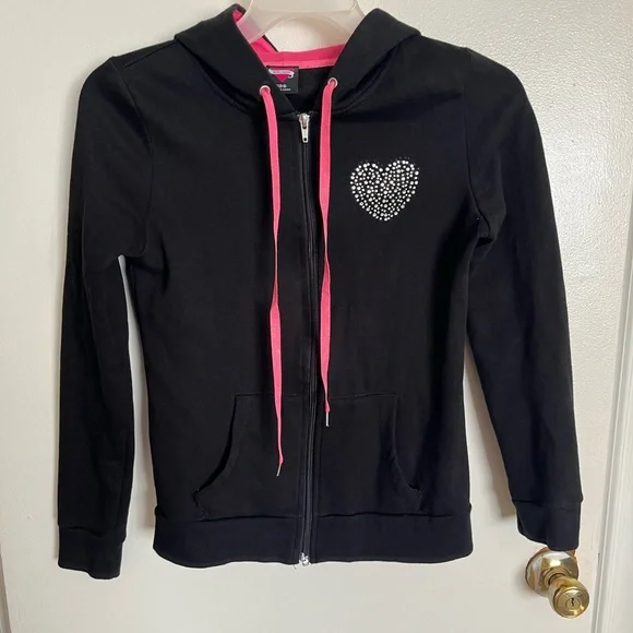 00’s Hard Candy Black and Pink Love Hoodie - Picture 2 of 5